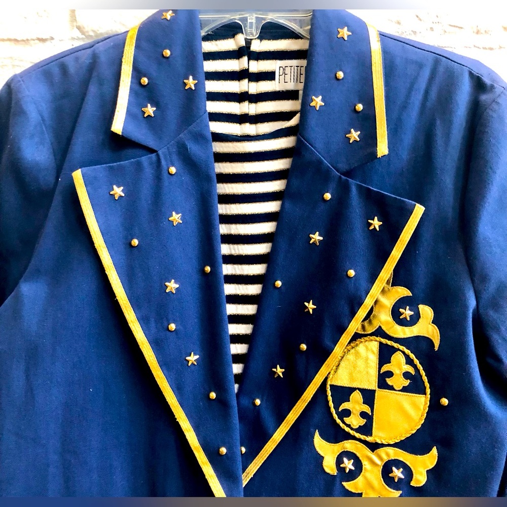 PETITE FOCUS Vintage Nautical Romperjacket combo Blue gold white 6P - Picture 4 of 16